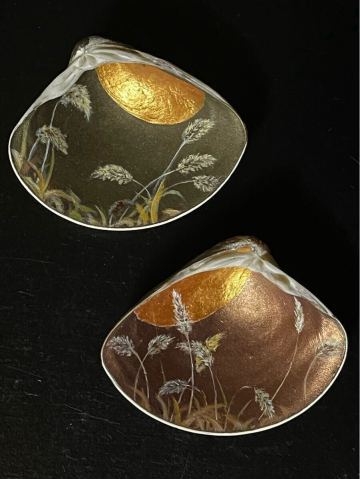 蛤香合　 はまぐり香合　 香合　 蛤　 はまぐり　本蛤　桑名のジハマグリ　枯野　 茶道具　 香道具　 茶の湯　 貝覆い　 貝合わせ