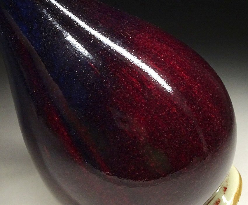 緑屋z■ 中国古玩　辰砂釉　花瓶 壺　箱付　唐?物 時代?物　i9/2-6626/11-2#80