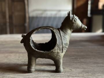 インド　ヴィンテージ　鹿　シカ　動物　オブジェ　置物　真鍮　ハンドメイド　アート　インテリア　アンティーク　