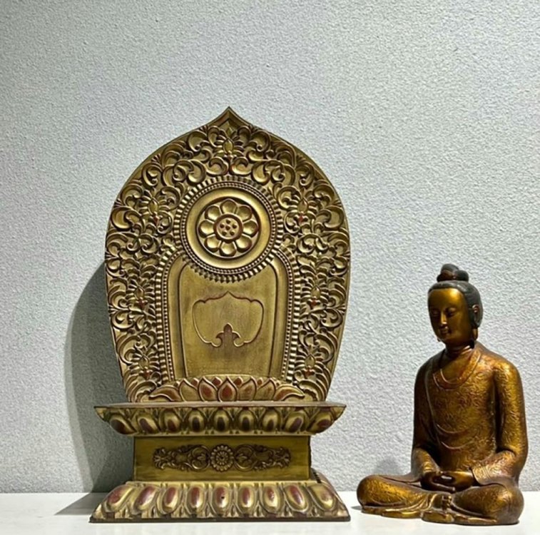 ■観心・時代?旧蔵■K918清?時代? 紫銅塗金 自在観音 細工彫刻★仏教古美術★仏像★細密細工★廃寺旧蔵★廃寺買出品