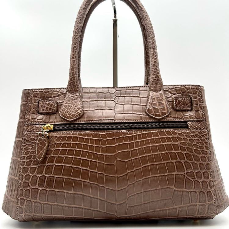 【定価80万 未使用 】サンポー JRA マット トート ハンド バッグ バック 肩掛け クロコダイル クロコ センター取り ブラウン 高級