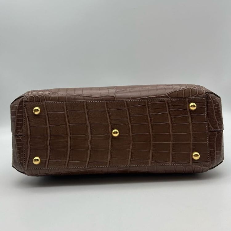 【定価80万 未使用 】サンポー JRA マット トート ハンド バッグ バック 肩掛け クロコダイル クロコ センター取り ブラウン 高級