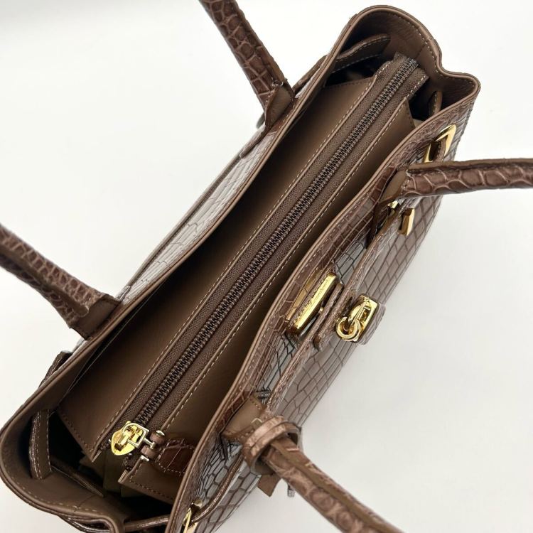 【定価80万 未使用 】サンポー JRA マット トート ハンド バッグ バック 肩掛け クロコダイル クロコ センター取り ブラウン 高級