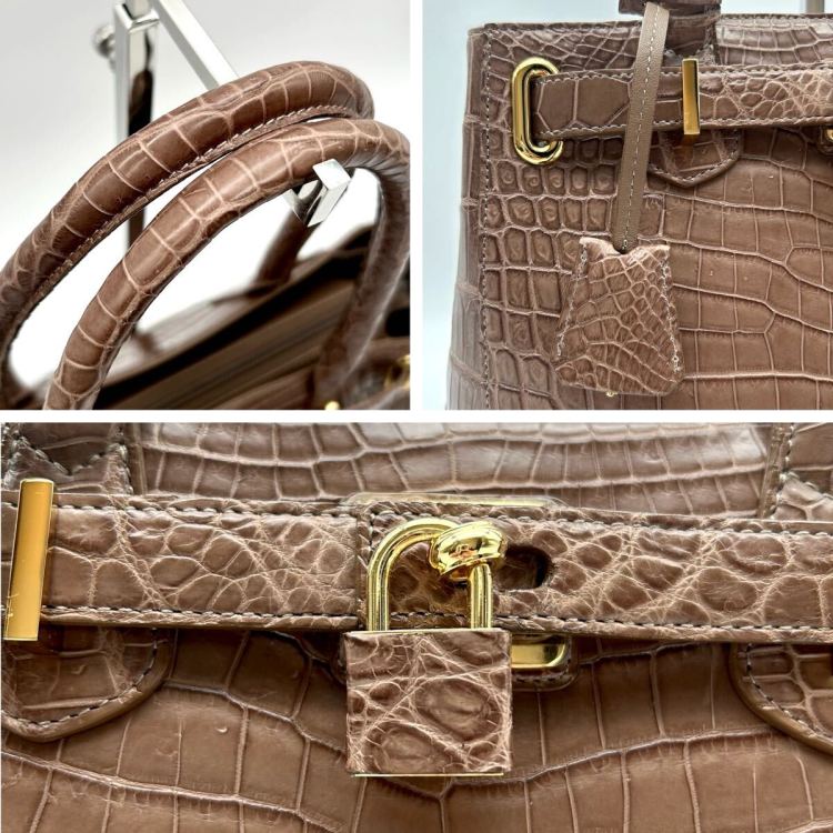 【定価80万 未使用 】サンポー JRA マット トート ハンド バッグ バック 肩掛け クロコダイル クロコ センター取り ブラウン 高級
