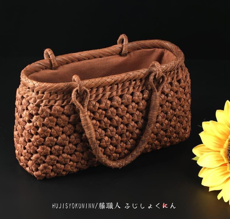 新品推薦★職人手作り良品 野山葡萄藤包かごバッグ 手編み山葡萄籠バッグ バスケット籐かご ハンドバック
