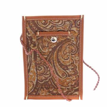 アヴァケーション A VACATION ペイズリージャガードマルチポシェット ショルダーバッグ レザー 切替 総柄 フリンジ F 茶 ブラウン ■OF