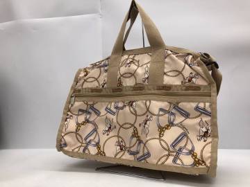LeSportsac レスポートサック バッグ ボストンバッグ ショルダーバッグ 斜め掛け ２Way ナイロン ベージュ 馬柄 縦30㎝×41㎝×マチ20㎝