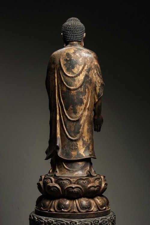 ■観心・時代?旧蔵■C4016清?時代? 釈迦牟尼 造像 銅塗金 細工彫刻★仏教古美術★仏像★細密細工★廃寺旧蔵★廃寺買出品