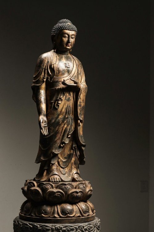 ■観心・時代?旧蔵■C4016清?時代? 釈迦牟尼 造像 銅塗金 細工彫刻★仏教古美術★仏像★細密細工★廃寺旧蔵★廃寺買出品