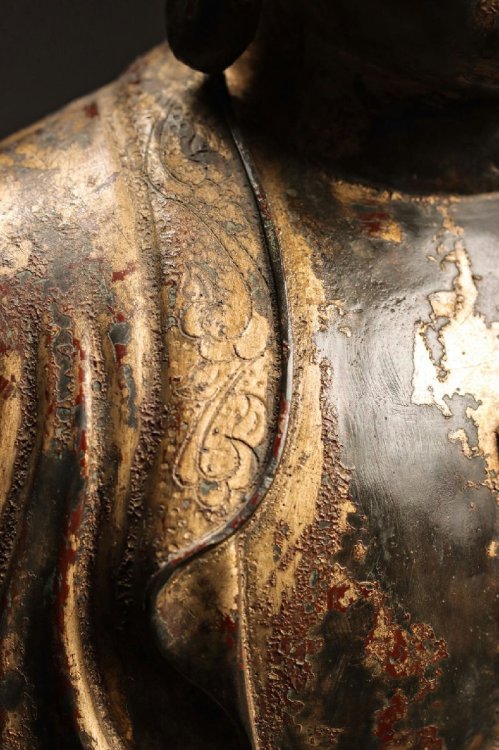 ■観心・時代?旧蔵■C4016清?時代? 釈迦牟尼 造像 銅塗金 細工彫刻★仏教古美術★仏像★細密細工★廃寺旧蔵★廃寺買出品