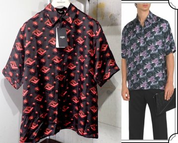 定価16万円ほど タグ付き 新品同様 超美品 フェンディ FENDI FF柄 メンズ シルク ズッカ 半袖 シャツ ブラウス 39 ブラック レッド 1468