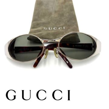 1円〜【美品】GUCCI グッチ ヴィンテージ サングラス GG2378/S オーバル型 イタリア製 正規品 アイウェア 保存袋付き べっ甲 × メタル