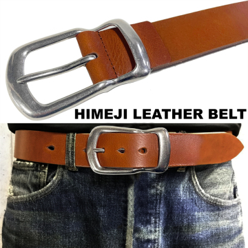■ 極厚 最厚部 4.0mm 姫路レザー 1円 スタート 新品 日本製 40mm 牛革 ベルト ミリタリー ギャリソン ブラウン 一体型 栃木レザー