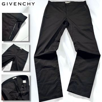 未使用級/XLサイズ●GIVENCHY ジバンシィ ストレッチ コットン パンツ スラックス チノパン メンズ 黒 洗濯可能◎ ポケットロゴライン 52