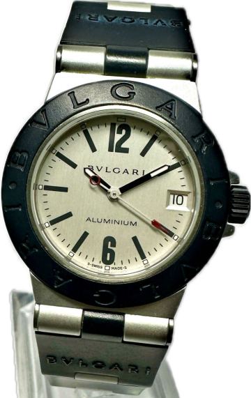 1円〜 Y BVLGARI ブルガリ アルミニウム AL32TA シルバーダイヤル メンズ クォーツ デイト アンティーク 時計 32792285