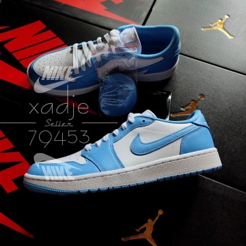 新品 正規品 NIKE ナイキ AIR JORDAN 1 LOW G エアジョーダン 1 ロー ゴルフ 白 水色 天然皮革 定価20020円 替え紐 箱付き 28cm US10