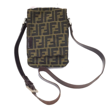 フェンディ ズッカ柄 スクエア ショルダーバッグ 斜め掛け レディース ブラウン系 ブランド小物 FENDI QH074-31