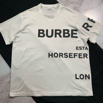 美品/Lサイズ●BURBERRY バーバリー 現行タグ ホースフェリー 半袖 シャツ Tシャツ カットソー ラバーロゴ オーバーサイズ ホワイト 