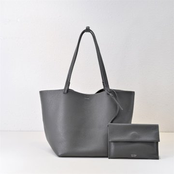 THE ROW ザ・ロウ トートバッグ Park 3 medium tote 大容量 レザーバッグ 本革 ポーチ付き グレー