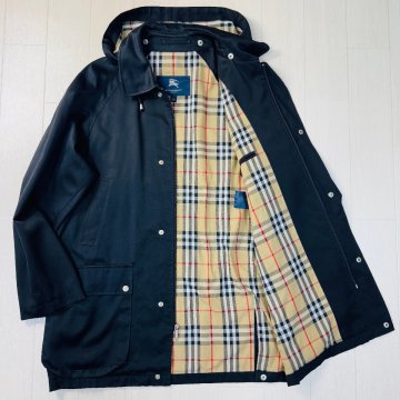 美品/Lサイズ★バーバリー/BURBERRY ノバチェック 総柄 フーデット コート ジャケット オータムコート ロゴ刻印釦 メンズ 黒 ブラック