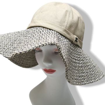 良品 国内正規品 CHANEL シャネル ココマーク CC ロゴ ツイード コットン ハット 帽子 58 ベージュ イタリア製