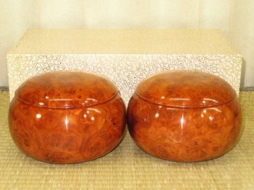 ▲花梨（かりん）玉杢超特大碁笥▲元箱付き未使用品（囲碁）
