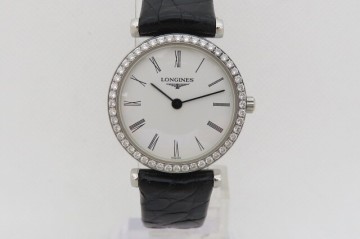 1円~【未使用に近い】LONGINES ロンジン グランドクラシック L4.241.0 ダイヤベゼル 白文字盤 クォーツ レディース 腕時計　7-1-6　