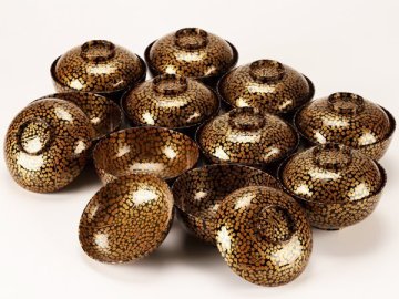 【流】茶懐石道具 本金極上蒔絵吸物椀十客 共箱 LB553