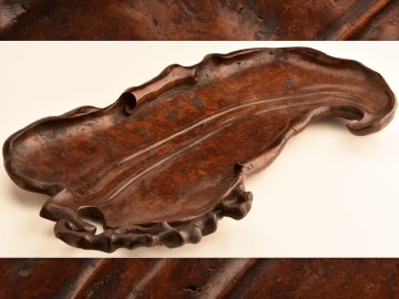 【流】煎茶道具 唐物 玉杢葉盆 幅47cm LB536