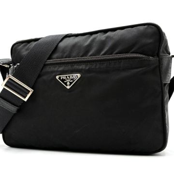 1円《 希少・美品 》PRADA プラダ ショルダーバッグ テスートナイロン レザー クロスボディ メンズ カメラバッグ 白タグあり 正規品 黒