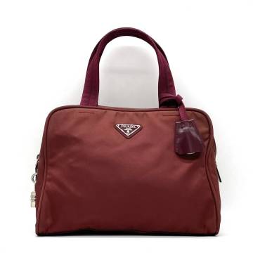 1円 PRADA プラダ テスートナイロン ハンドバッグ トートバッグ ロゴプレート