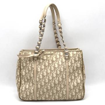 1円 Christian Dior クリスチャンディオール トロッター ロマンティック チェーン ショルダーバッグ トートバッグ 