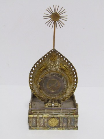 純銀服部製 雅楽火炎太鼓形 ボンボニエール 高さ11cm 皇室 御下賜品 菊御紋 置物 gh20-4663[AIM]