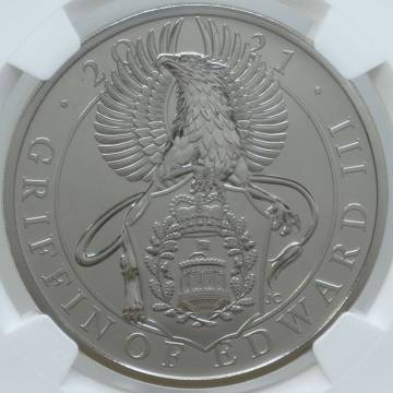 1円スタート 最低落札なし 売切【 NGC MS69 DPL 】2021年 イギリス 5ポンド白銅貨 クイーンズビースト グリフィン ディープ プルーフライク