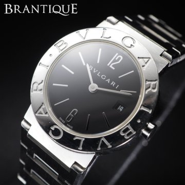 ■1円～■ BVLGARI ブルガリ ブルガリブルガリ BB26SS QZ 黒 文字盤 USED 稼働 ブランド レディース 腕時計 「27200」