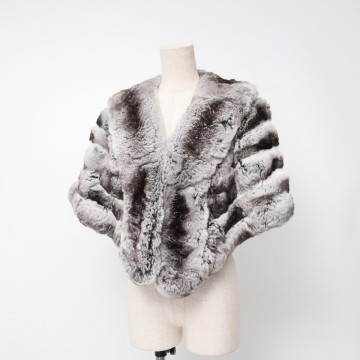 GR8177〇carven furs カルヴェンファー*最高級毛皮 チンチラ*ファーショール ストール*グレー×ブラウン系