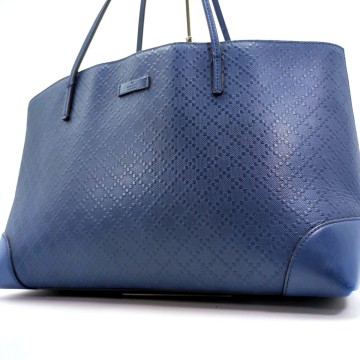 極美品/希少◆ GUCCI グッチ ディアマンテ トートバッグ メンズ ビジネス 肩掛け可 大容量 総柄 オールレザー 本革 A4可 ブルー 青色