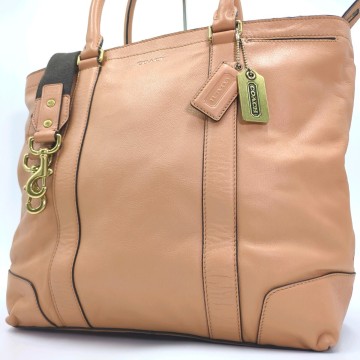 希少色/美品◆ COACH コーチ ブリーカー レガシー 2way トートバッグ ショルダー メンズ ビジネス 肩掛け可 オールレザー 本革 A4 ベージュ