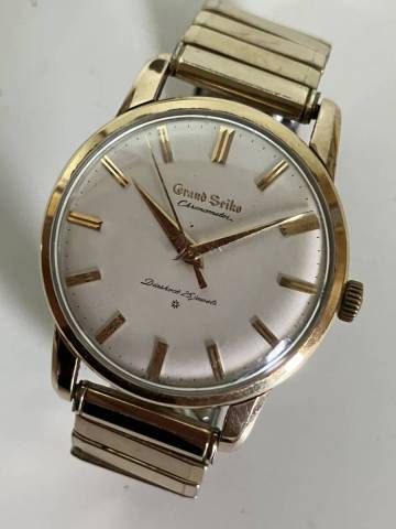 ④1◆Grand Seiko グランドセイコー◆腕時計 Chronometer クロノメーター Diashock 25Jewel 機械式 ゴールド 獅子 メダリオン ビンテージ