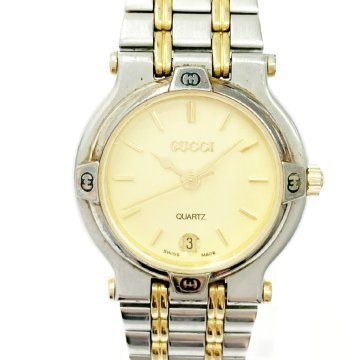 【1円スタート】GUCCI グッチ 9000L GP×SS ゴールド文字盤 クオーツ レディース腕時計 400325