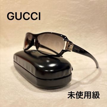 1円〜 未使用級 GUCCI グッチ サングラス GG2547/S サイドロゴ GG柄 ゴールド 金 ブラック 黒 スクエア ケース付 メンズ レディース