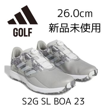 26.0cm 新品 adidas GOLF S2G SL BOA 23 ゴルフシューズ ボア スパイクレス アディダスゴルフ クッション 軽量 グレー 白 ホワイト 26cm
