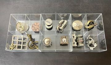 clo◎知恵の輪 パズル 13点セット まとめて アクリルケース付 ハナヤマ/HANAYAMA/はずる/HUZZLE/PADLOCK/DUET他