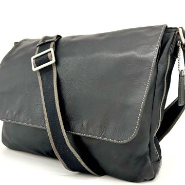 1円●定価15万●COACH●コーチ●ヘリテージ メッセンジャーバッグ ショルダーバッグ A4可 レザー 皮 カバン 鞄 バック ブラック 黒 メンズ