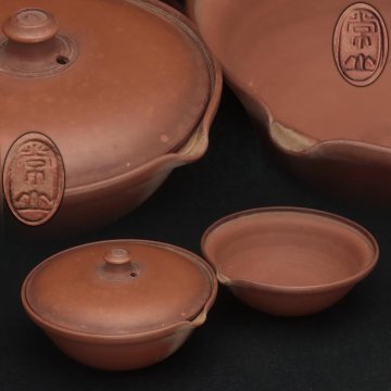 EX114 時代物【山田常山造】常滑焼 朱泥 宝瓶/湯冷 二点組・常滑急須・茶注 茶道具 茶器 急須 煎茶道具