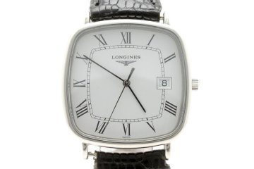 稼働品 ロンジン グランドクラシック L47614 デイト シルバー スクエア クォーツ メンズ 腕時計 LONGINES