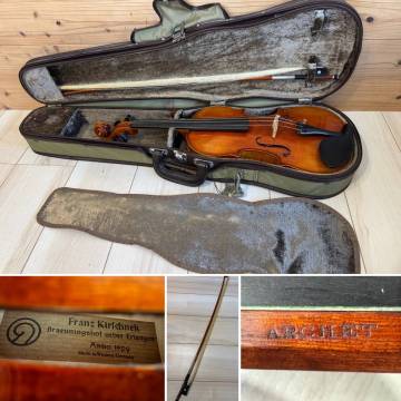 ☆Franz Kirichnek フランツ・キルシュネック☆Anno 1989☆バイオリン 弦楽器 全長約60cm ケース付き☆西ドイツ製☆ARCHET アルシェ 弓☆