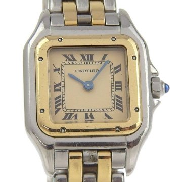 1円 不動 ジャンク カルティエ CARTIER 166921 クオーツ パンテールSM 2ロウ アイボリー文字盤 SS/YG×SS/YG レディース 腕時計