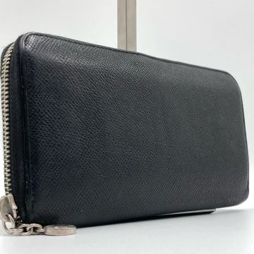 1円【最高峰】ブルガリ BVLGARI メンズ ラウンドファスナー 長財布 ウォレット レザー 本革 サークルロゴ金具 ビジネス ブラック 黒