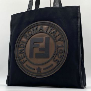 【現行/極美品】FENDI フェンディ ROMA ITARY 1925 トートバッグ ハンドバッグ デカロゴ レザー A4 肩掛け ブラック 黒 メンズビジネス
